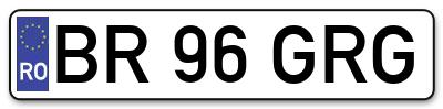 Placuta inmatriculare numar auto  BR-96-GRG, BR 96 GRG, BR96GRG