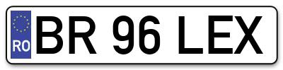 Placuta inmatriculare numar auto  BR-96-LEX, BR 96 LEX, BR96LEX