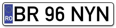 Placuta inmatriculare numar auto  BR-96-NYN, BR 96 NYN, BR96NYN