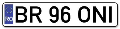 Placuta inmatriculare numar auto  BR-96-ONI, BR 96 ONI, BR96ONI