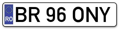 Placuta inmatriculare numar auto  BR-96-ONY, BR 96 ONY, BR96ONY
