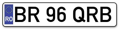 Placuta inmatriculare numar auto  BR-96-QRB, BR 96 QRB, BR96QRB