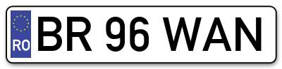 Placuta inmatriculare numar auto  BR-96-WAN, BR 96 WAN, BR96WAN
