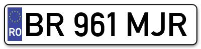 Placuta inmatriculare numar auto  BR-961-MJR, BR 961 MJR, BR961MJR