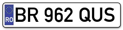 Placuta inmatriculare numar auto  BR-962-QUS, BR 962 QUS, BR962QUS