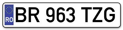 Placuta inmatriculare numar auto  BR-963-TZG, BR 963 TZG, BR963TZG