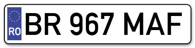 Placuta inmatriculare numar auto  BR-967-MAF, BR 967 MAF, BR967MAF