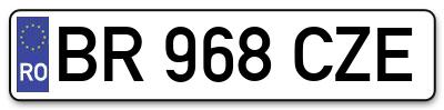 Placuta inmatriculare numar auto  BR-968-CZE, BR 968 CZE, BR968CZE