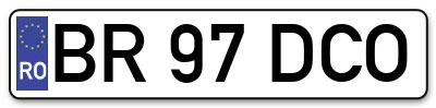 Placuta inmatriculare numar auto  BR-97-DCO, BR 97 DCO, BR97DCO