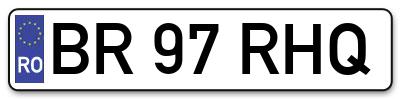 Placuta inmatriculare numar auto  BR-97-RHQ, BR 97 RHQ, BR97RHQ