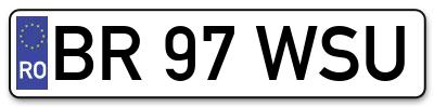 Placuta inmatriculare numar auto  BR-97-WSU, BR 97 WSU, BR97WSU