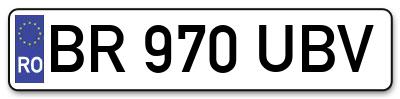 Placuta inmatriculare numar auto  BR-970-UBV, BR 970 UBV, BR970UBV
