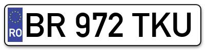 Placuta inmatriculare numar auto  BR-972-TKU, BR 972 TKU, BR972TKU