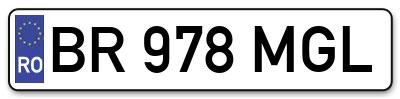 Placuta inmatriculare numar auto  BR-978-MGL, BR 978 MGL, BR978MGL