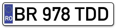 Placuta inmatriculare numar auto  BR-978-TDD, BR 978 TDD, BR978TDD