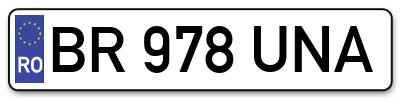 Placuta inmatriculare numar auto  BR-978-UNA, BR 978 UNA, BR978UNA