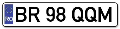 Placuta inmatriculare numar auto  BR-98-QQM, BR 98 QQM, BR98QQM