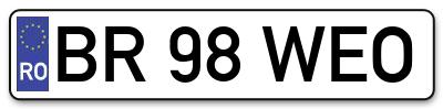Placuta inmatriculare numar auto  BR-98-WEO, BR 98 WEO, BR98WEO