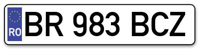 Placuta inmatriculare numar auto  BR-983-BCZ, BR 983 BCZ, BR983BCZ