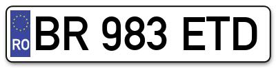 Placuta inmatriculare numar auto  BR-983-ETD, BR 983 ETD, BR983ETD