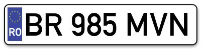 Placuta inmatriculare numar auto  BR-985-MVN, BR 985 MVN, BR985MVN