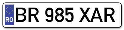 Placuta inmatriculare numar auto  BR-985-XAR, BR 985 XAR, BR985XAR