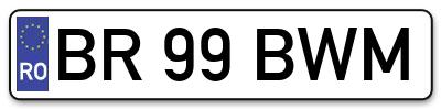 Placuta inmatriculare numar auto  BR-99-BWM, BR 99 BWM, BR99BWM