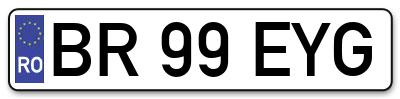 Placuta inmatriculare numar auto  BR-99-EYG, BR 99 EYG, BR99EYG