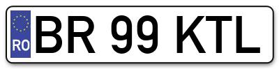 Placuta inmatriculare numar auto  BR-99-KTL, BR 99 KTL, BR99KTL