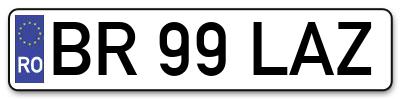 Placuta inmatriculare numar auto  BR-99-LAZ, BR 99 LAZ, BR99LAZ