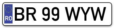 Placuta inmatriculare numar auto  BR-99-WYW, BR 99 WYW, BR99WYW