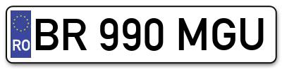 Placuta inmatriculare numar auto  BR-990-MGU, BR 990 MGU, BR990MGU