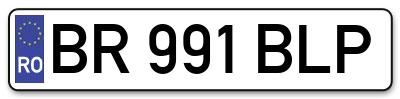 Placuta inmatriculare numar auto  BR-991-BLP, BR 991 BLP, BR991BLP