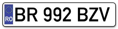 Placuta inmatriculare numar auto  BR-992-BZV, BR 992 BZV, BR992BZV