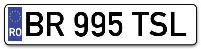 Placuta inmatriculare numar auto  BR-995-TSL, BR 995 TSL, BR995TSL