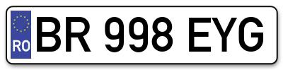 Placuta inmatriculare numar auto  BR-998-EYG, BR 998 EYG, BR998EYG