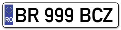 Placuta inmatriculare numar auto  BR-999-BCZ, BR 999 BCZ, BR999BCZ