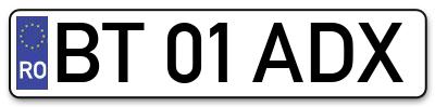 Placuta inmatriculare numar auto  BT-01-ADX, BT 01 ADX, BT01ADX