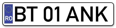 Placuta inmatriculare numar auto  BT-01-ANK, BT 01 ANK, BT01ANK