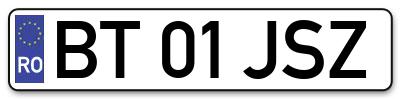 Placuta inmatriculare numar auto  BT-01-JSZ, BT 01 JSZ, BT01JSZ