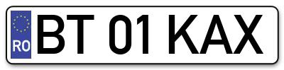 Placuta inmatriculare numar auto  BT-01-KAX, BT 01 KAX, BT01KAX