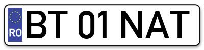 Placuta inmatriculare numar auto  BT-01-NAT, BT 01 NAT, BT01NAT