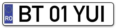 Placuta inmatriculare numar auto  BT-01-YUI, BT 01 YUI, BT01YUI