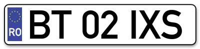 Placuta inmatriculare numar auto  BT-02-IXS, BT 02 IXS, BT02IXS