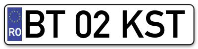 Placuta inmatriculare numar auto  BT-02-KST, BT 02 KST, BT02KST