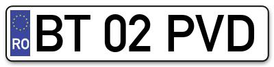 Placuta inmatriculare numar auto  BT-02-PVD, BT 02 PVD, BT02PVD