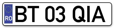 Placuta inmatriculare numar auto  BT-03-QIA, BT 03 QIA, BT03QIA