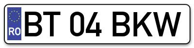 Placuta inmatriculare numar auto  BT-04-BKW, BT 04 BKW, BT04BKW