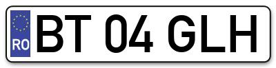 Placuta inmatriculare numar auto  BT-04-GLH, BT 04 GLH, BT04GLH