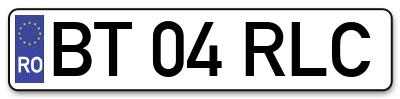 Placuta inmatriculare numar auto  BT-04-RLC, BT 04 RLC, BT04RLC